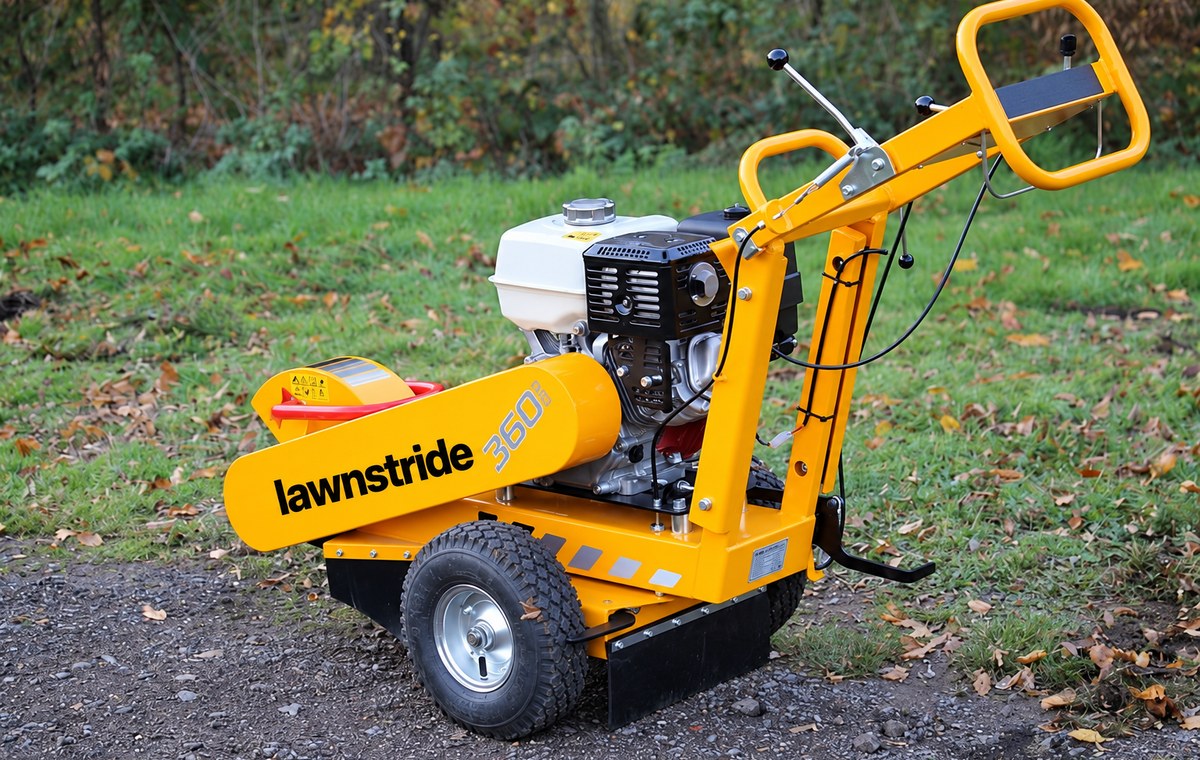 360 SW stump grinder, rear three-quarter view