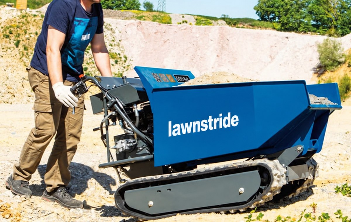 DP5000 tracked mini dumper, side profile working on a slope