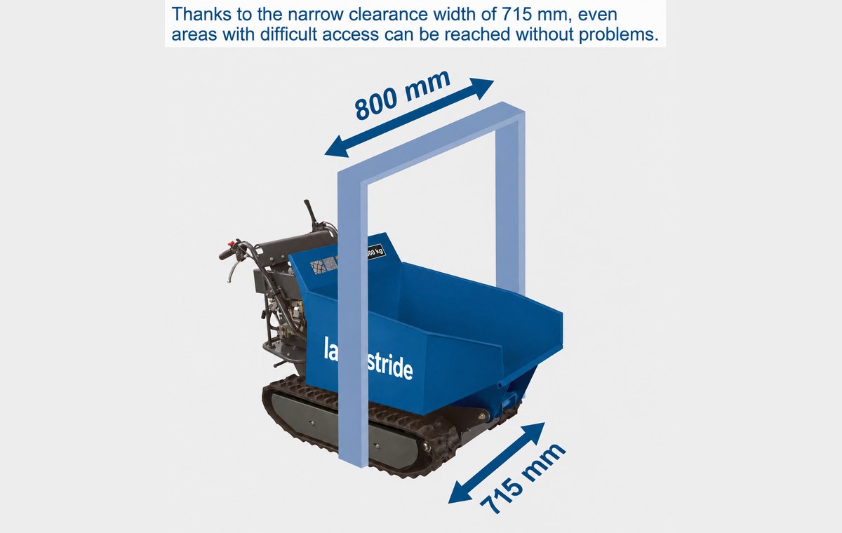 DP5000 tracked mini dumper, 715 mm clearance width on an 800 mm frame