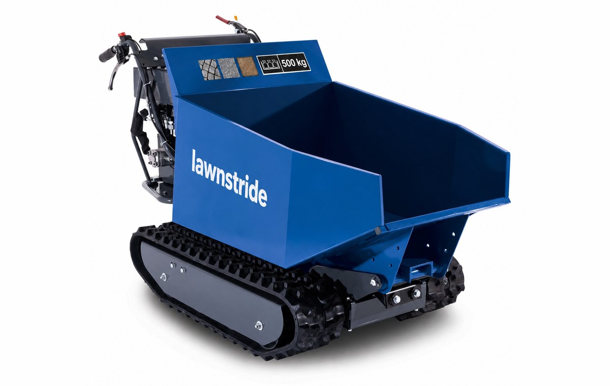 DP5000 tracked mini dumper, studio view of the tracks and skip